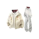 Абрикос + Белый Серый Свитшот + Светло-Серые Штаны