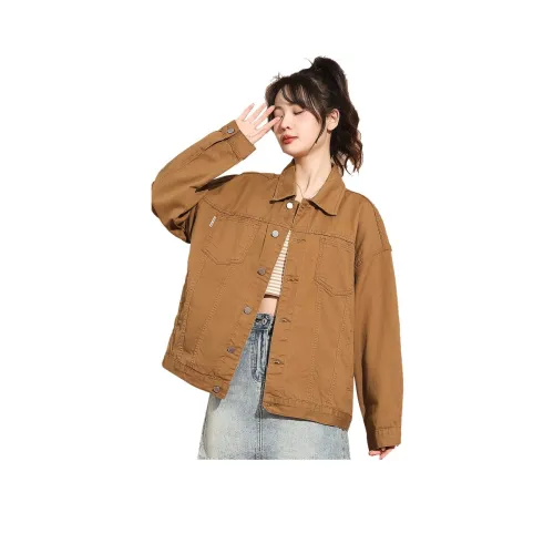 Tonlion Верблюжий цвет Женские Джинсовые куртки