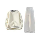 Свитер цвета экрю + штаны цвета бело-серого вереска с флисовой подкладкой