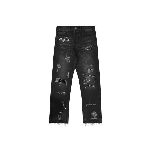 False Perception Промытый Черный Унисекс Джинсы