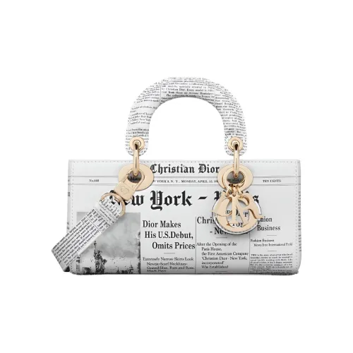 DIOR LADY D Joy Logo Label Crossbody Bag Small Women's Light Gray