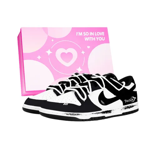 Nike Dunk Feng Yin Infinity Устойчивые к истиранию Низкие Скейтборд Кроссовки Унисекс Черный Белый