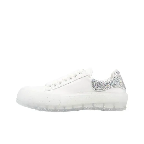 Alexander McQueen Deck Low Топ Стильные Скейтбординги Женские Белые