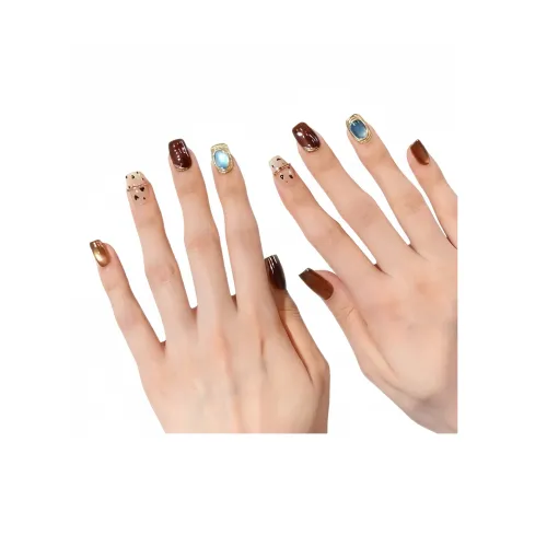 T Z Синий Кошачий глаз Кролик Яйцо False Nail MID Длина (размер в длину) Кофе Series Jump Цвет Блестки