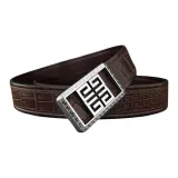 Коричневая кожа, серебряный тон, замок