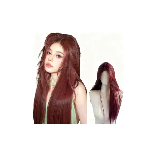 GLUNA Рожденный Enchantress Малиново-красный Женский парик Высокая температура Пряжа Длинные прямые волосы