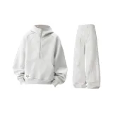 Белый Фотиния Серый Свитшот + Фотиния Белые Спортивные Штаны [Дизайн Логотипа Бренда]