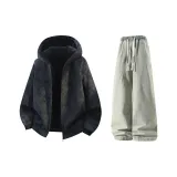 Чёрный + Желтый Грязь Джинсы с Флисовой Подкладкой