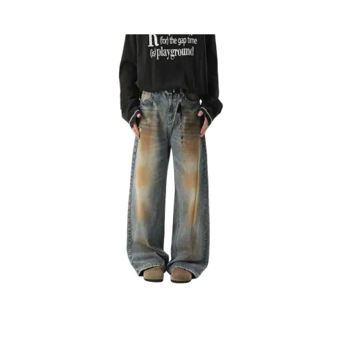 BAOZAN Wasteland Синий Съемный Логотип бренда Унисекс Джинсы