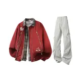 Бургундский + Светло-серые штаны