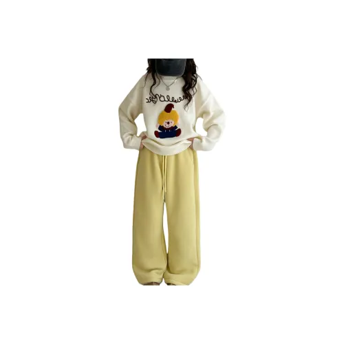 ЮЙЧЖАОЛИНЬ Полотенце Вышитое Свитер + Шерпа Тренировочные Штаны KIDS Повседневная Спортивная Одежда