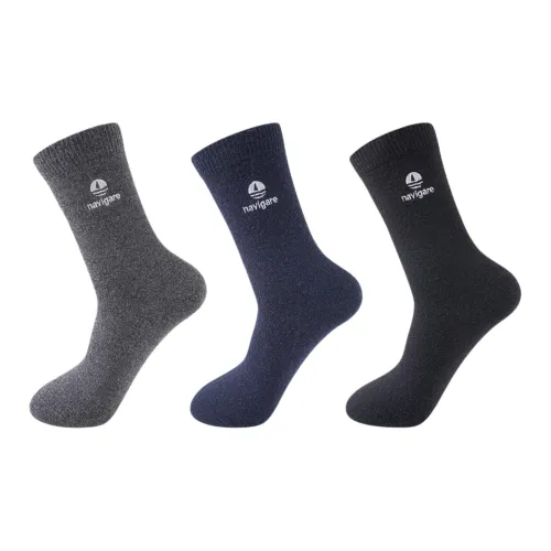 NAVIGARE [3 упаковки] 1 Темно-серый + 1 Темно-синий + 1 Черный Мужские носки до икры MID