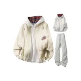 Хаки + Светло-серые штаны + Бело-серый свитшот с фотинией