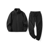 Чёрный топ + чёрные штаны с манжетами