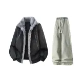 Чёрный + Желтый Грязь Джинсы с Флисовой Подкладкой