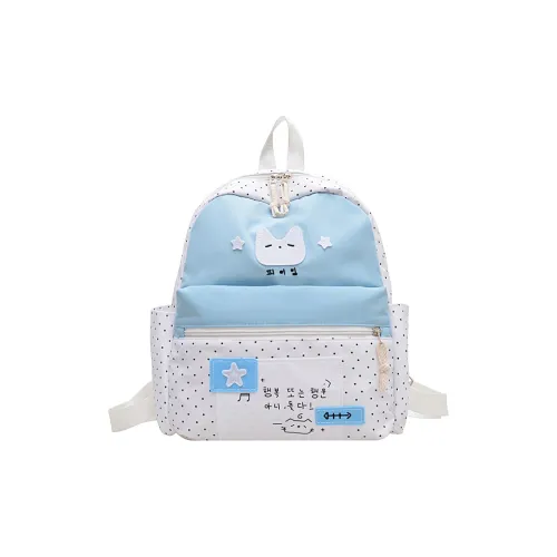 MOK Nylon Backpack Standard Women's Blue White MOK Нейлон Рюкзак Стандартный Женский Синий Белый