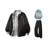 Чёрный+Чёрный Брюки+Светло-Синяя Рубашка