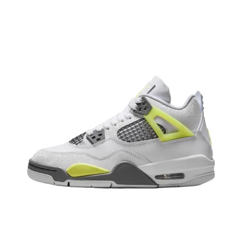 Jordan Air Джордан 4 Нижняя юбка Устойчивая к истиранию Низкий топ Детские баскетбольные кроссовки Белый