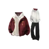 Бордовый + Белый Серый Свитшот + Черные Штаны