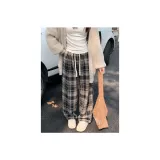 Чёрный - В клетку - Удлинённая длина - Без подкладки