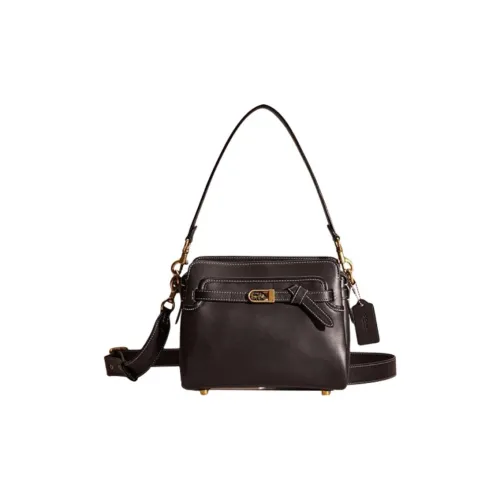 COACH Tate Дубленая кожа Сумка через плечо Сумка среднего размера Женская Черная