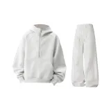 Белый Фотиния Серый Свитшот + Фотиния Белые Спортивные Штаны