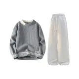 Серый свитер + бело-серые штаны Фотиния с флисовой подкладкой