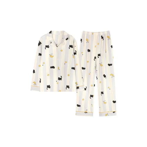 WANANNI Абрикос Синий Женские Пижамные Комплекты