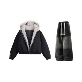 Чёрный + Чёрный Джинсы с Флисовой Подкладкой