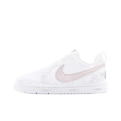 Nike Court Borough Модный Граффити Устойчивый к истиранию Низкий Топ Детские Скейтбординги Белый Розовый Подростки