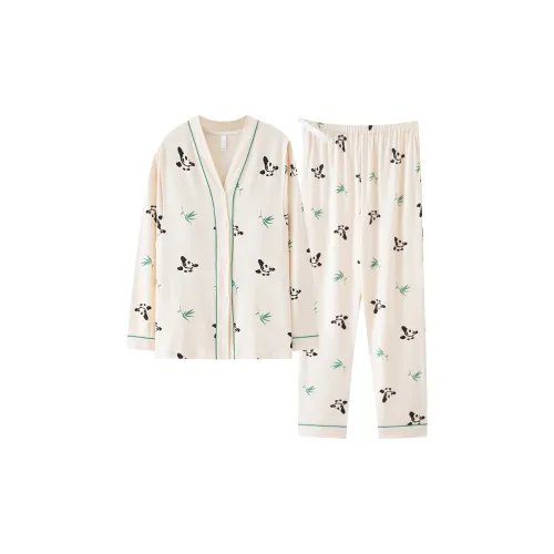 TELENT V Neck Бамбук Панда Женские Пижамные Комплекты