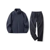 Темно-синий топ + темно-синие прямые штаны