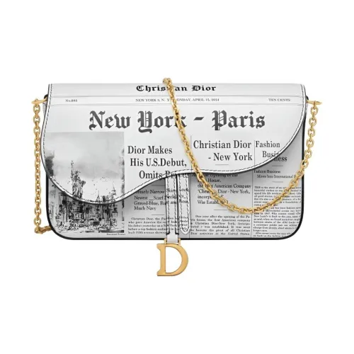 DIOR Седло Классический Этикетка Через плечо Кошелек Женская Белая