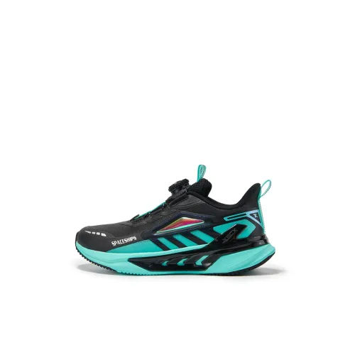 XTEP Starship Устойчивый к истиранию Противоскользящий Низкий топ Беговые кроссовки Черный Aurora Зеленый Детский