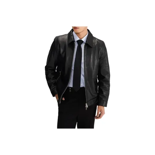 FRANBERG Черные Мужские Кожаные Куртки