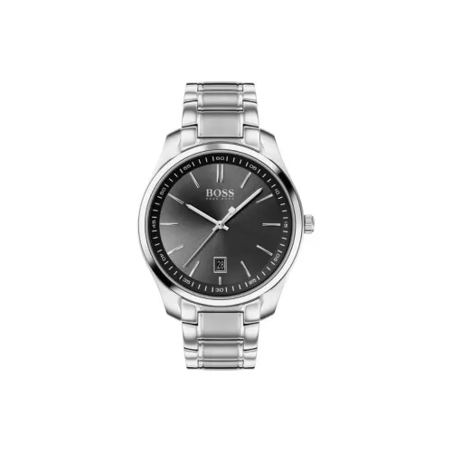 Hugo Boss Мужские часы Кварцевый механизм Ремешок из нержавеющей стали 42 мм Черный циферблат