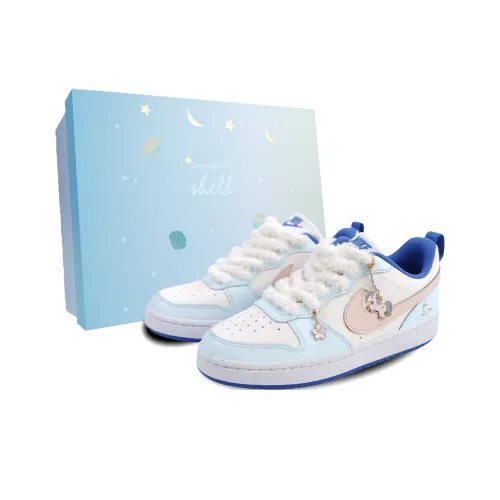 Nike Court Borough Dreamy Unicorn Slip-Resistant Low Top Детские Скейтбординги Розовый Синий Подростки