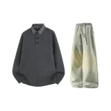 Чёрный, серый + жёлтый, грязный, джинсовые, штаны, с флисовой подкладкой