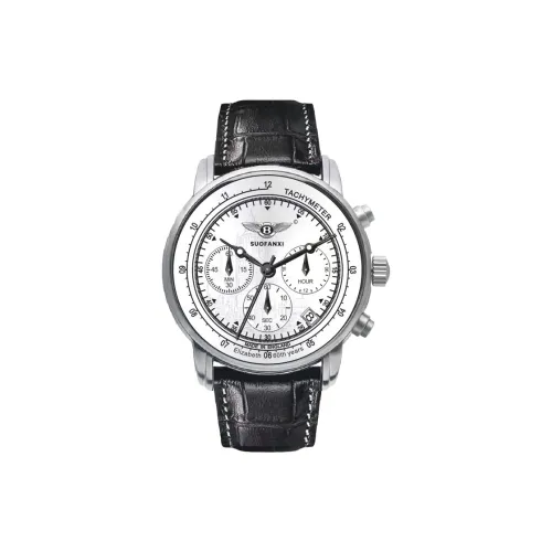 SUOFANXI Bentley Excellence Механический механизм Часы из натуральной кожи с ремешком Мужские часы Белый циферблат