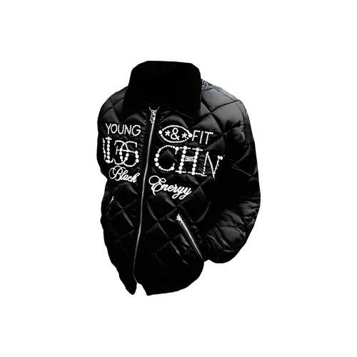 W9H2 Черный [Бусина Вышивка] Унисекс Пуховики