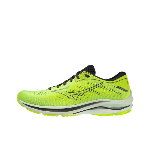 Mizuno Wave Rider 25 Износостойкий и Легкий Низкий Топ Беговые кроссовки Мужские Неоново-желтый