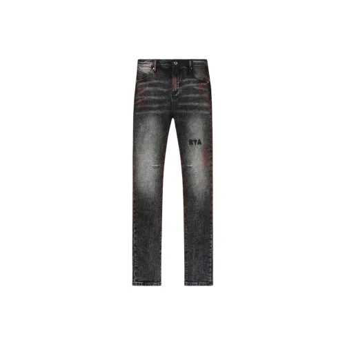 Rta Charcoal Black ACID Wash Red Unisex Jeans Рта Чарколь Черный ACID Wash Красный Унисекс Джинсы