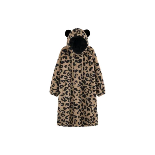 Dippanis Леопардовый принт Сон Сиреневый [Сиреневый] Женские Банные халаты