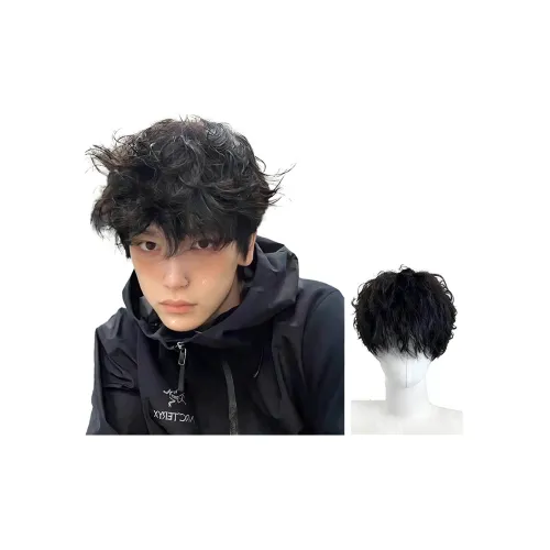 YOSEE Перука Мужская Wriggle Шерстяной Завиток Короткие Волосы Естественный Объем Высокая Температура Пряжа