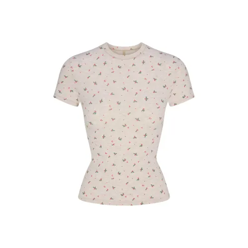 Skims Овсянка Heather Holly Принт Овсяный Heather Laurel Принт Женские T-рубашки