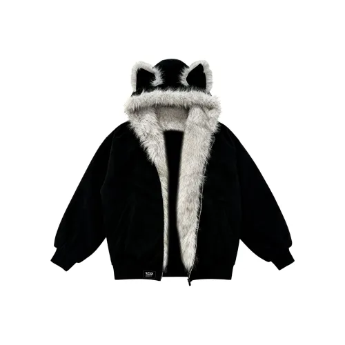 SZSX Черный Кроличий Ушки Гора Резьба Унисекс Пуховики