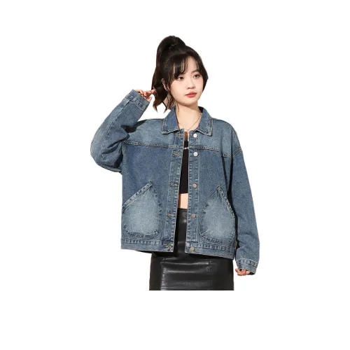 Tonlion Винтажный синий женский джинсовый куртка