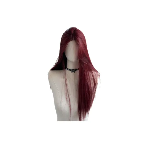 Gentle Welcome Ручная вязаная модель Forehead Lace Малиново-красный Средний Длина Прямые волосы Полная Голова Набор Перук Тонкий