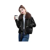 Чёрный + Кофейный меховой воротник