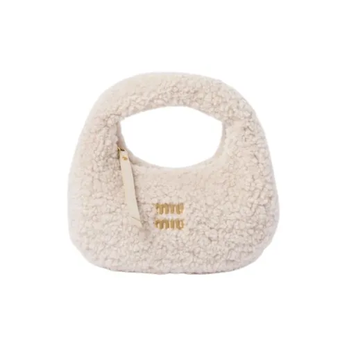 MIU MIU Wander Series Овчина Кожа Сумка-хобо Сумка на плечо Сумка через плечо Женская Айвори